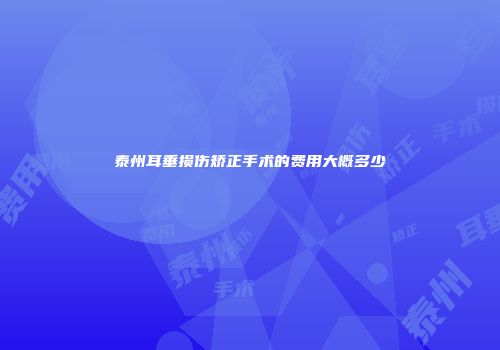 泰州耳垂损伤矫正手术的费用大概多少