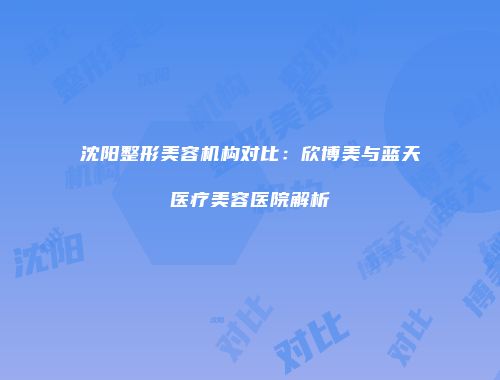 沈阳整形美容机构对比：欣博美与蓝天医疗美容医院解析