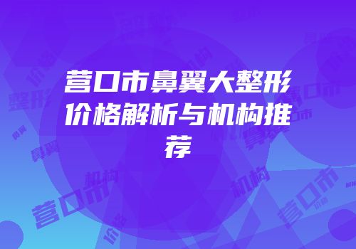 营口市鼻翼大整形价格解析与机构推荐