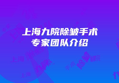 上海九院除皱手术专家团队介绍