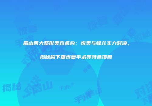 眉山两大整形美容机构：悦美与蝶儿实力对决，揭秘胸下垂恢复手术等特色项目