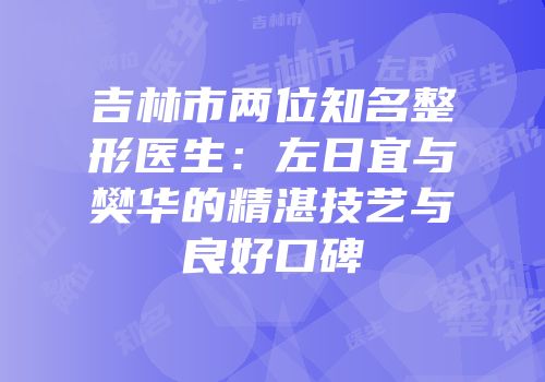 吉林市两位知名整形医生：左日宜与樊华的精湛技艺与良好口碑