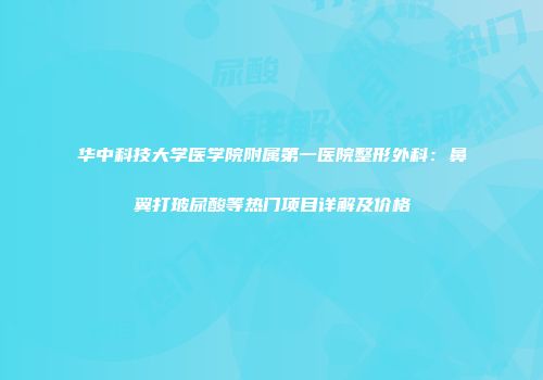 华中科技大学医学院附属第一医院整形外科：鼻翼打玻尿酸等热门项目详解及价格