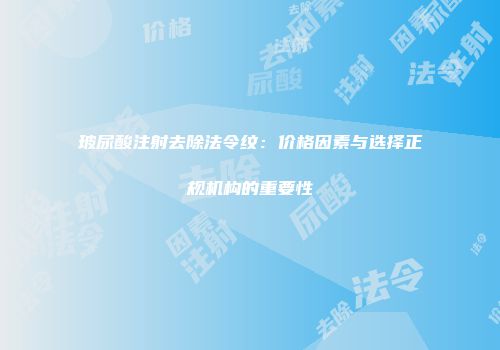 玻尿酸注射去除法令纹：价格因素与选择正规机构的重要性
