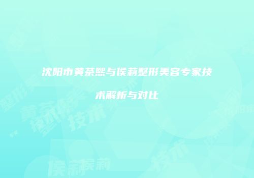 沈阳市黄茶熙与侯莉整形美容专家技术解析与对比