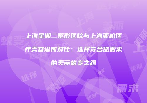 上海星期二整形医院与上海亚柏医疗美容诊所对比：选择符合您需求的美丽蜕变之路