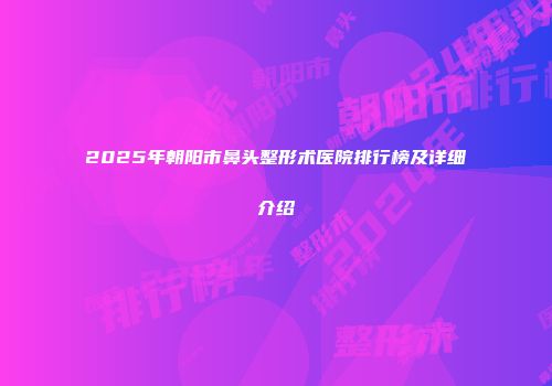 2025年朝阳市鼻头整形术医院排行榜及详细介绍