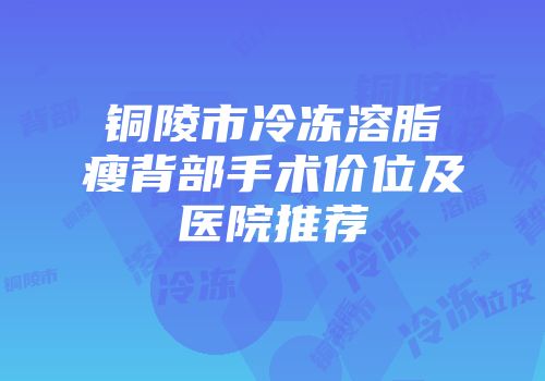 铜陵市冷冻溶脂瘦背部手术价位及医院推荐