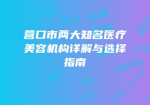 营口市两大知名医疗美容机构详解与选择指南