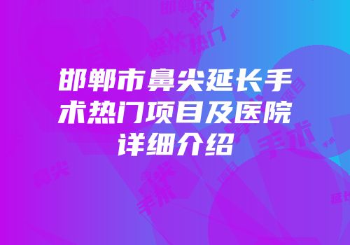 邯郸市鼻尖延长手术热门项目及医院详细介绍