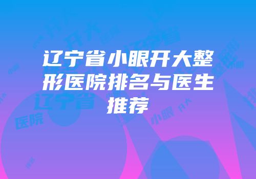 辽宁省小眼开大整形医院排名与医生推荐
