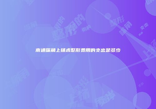 南通嘴角上扬术整形费用的支出是多少