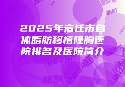 2025年宿迁市自体脂肪移植隆胸医院排名及医院简介