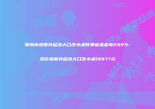 鄂州市皮瓣转移法大口改小术收费标准查询2025-均价皮瓣转移法大口改小术19977元
