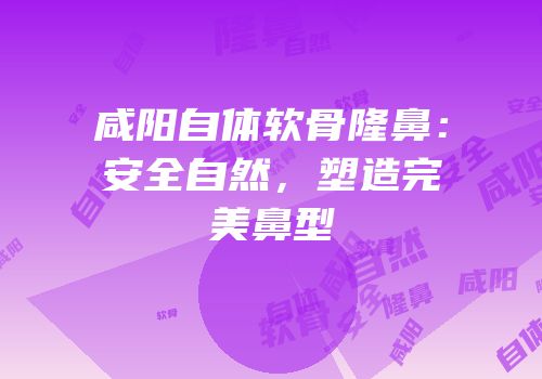 咸阳自体软骨隆鼻：安全自然，塑造完美鼻型
