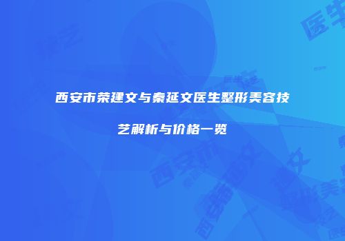西安市荣建文与秦延文医生整形美容技艺解析与价格一览
