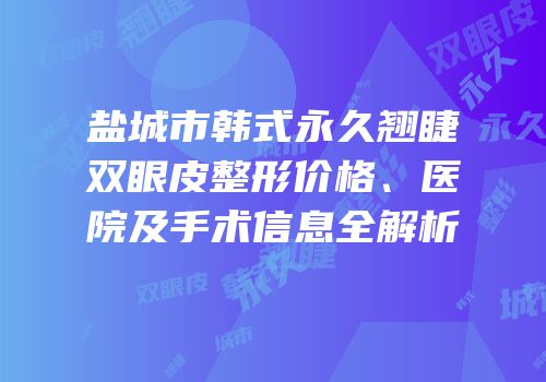 盐城市韩式永久翘睫双眼皮整形价格、医院及手术信息全解析