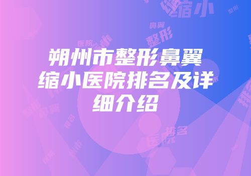 朔州市整形鼻翼缩小医院排名及详细介绍