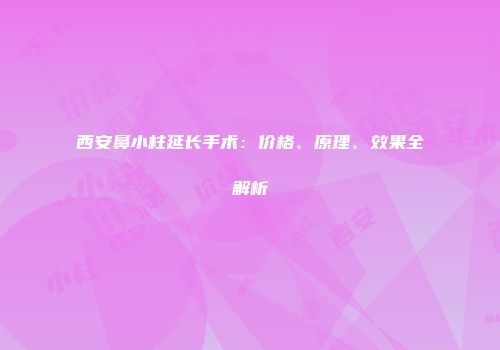 西安鼻小柱延长手术：价格、原理、效果全解析