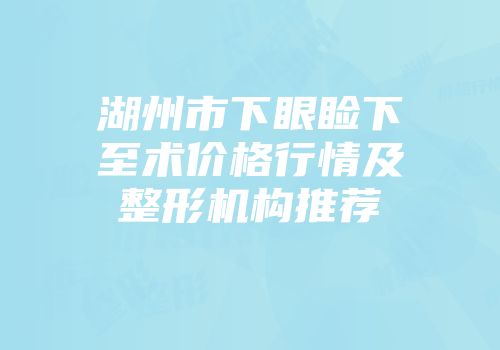 湖州市下眼睑下至术价格行情及整形机构推荐