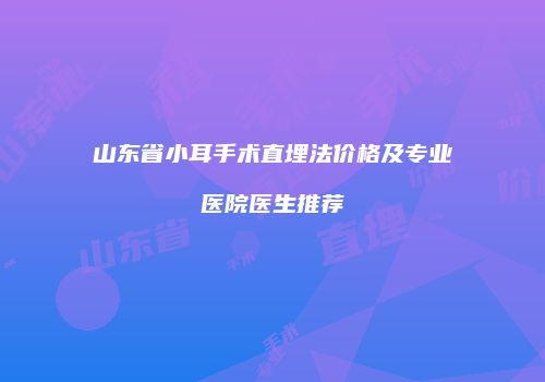 山东省小耳手术直埋法价格及专业医院医生推荐