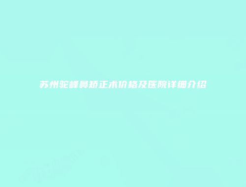 苏州驼峰鼻矫正术价格及医院详细介绍