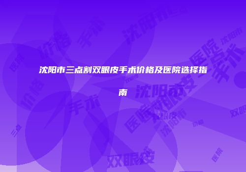 沈阳市三点割双眼皮手术价格及医院选择指南