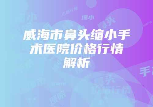 威海市鼻头缩小手术医院价格行情解析