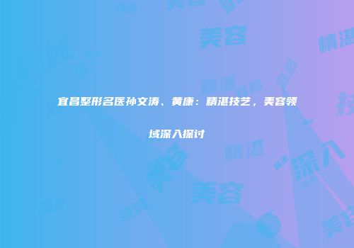 宜昌整形名医孙文涛、黄康：精湛技艺，美容领域深入探讨