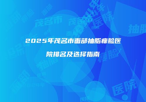 2025年茂名市面部抽脂瘦脸医院排名及选择指南