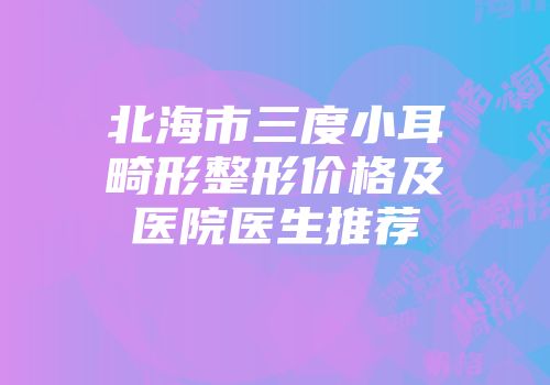 北海市三度小耳畸形整形价格及医院医生推荐