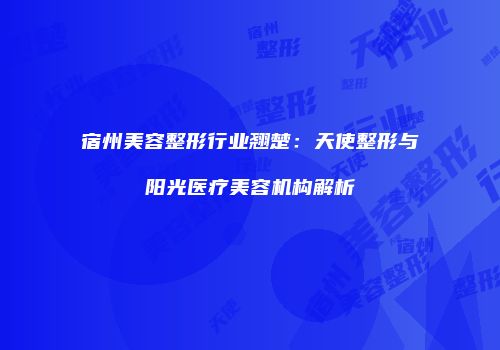 宿州美容整形行业翘楚：天使整形与阳光医疗美容机构解析