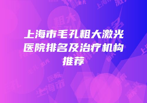 上海市毛孔粗大激光医院排名及治疗机构推荐