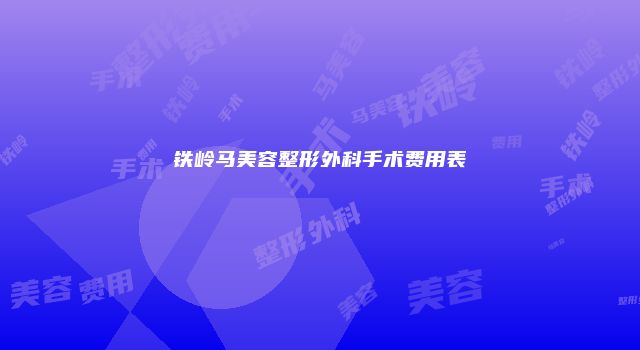 铁岭马美容整形外科手术费用表