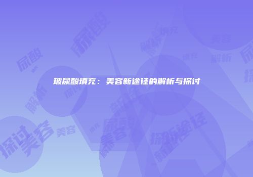 玻尿酸填充：美容新途径的解析与探讨