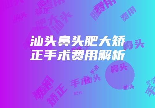 汕头鼻头肥大矫正手术费用解析