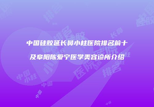 中国硅胶延长鼻小柱医院排名前十及阜阳陈爱宁医学美容诊所介绍