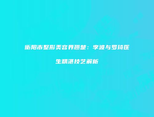 衡阳市整形美容界翘楚：李波与罗琦医生精湛技艺解析