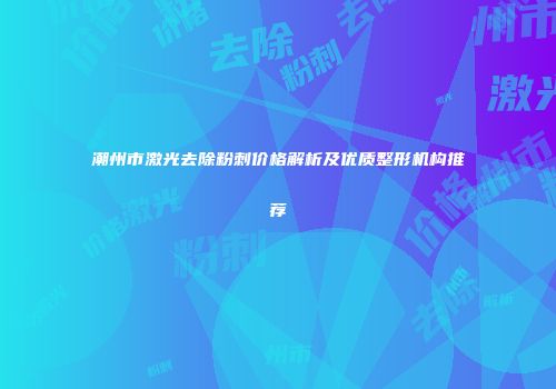 潮州市激光去除粉刺价格解析及优质整形机构推荐