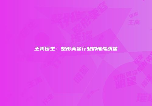 王禹医生：整形美容行业的璀璨明星
