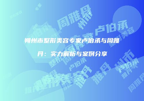 朔州市整形美容专家卢伯承与周雅丹：实力解析与案例分享