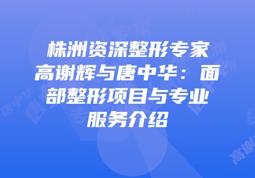 株洲资深整形专家高谢辉与唐中华：面部整形项目与专业服务介绍