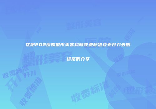 沈阳202医院整形美容科新收费标准及无开刀去眼袋案例分享