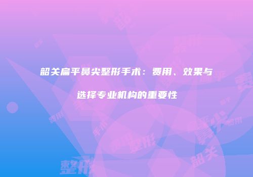 韶关扁平鼻尖整形手术：费用、效果与选择专业机构的重要性