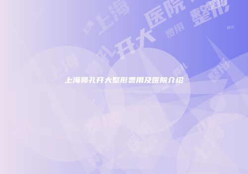上海鼻孔开大整形费用及医院介绍
