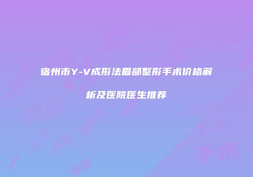 宿州市Y-V成形法眉部整形手术价格解析及医院医生推荐