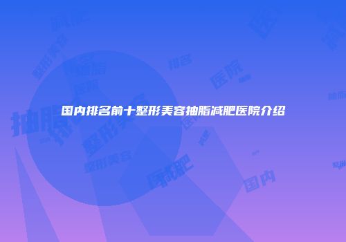国内排名前十整形美容抽脂减肥医院介绍