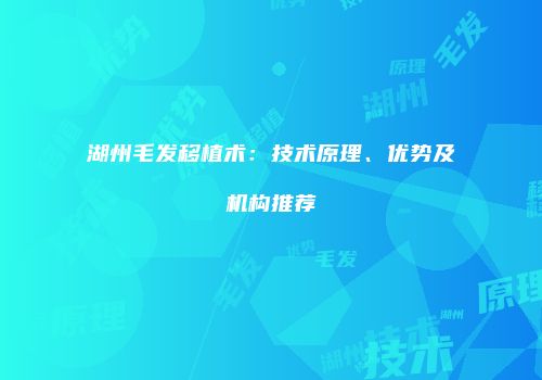 湖州毛发移植术：技术原理、优势及机构推荐