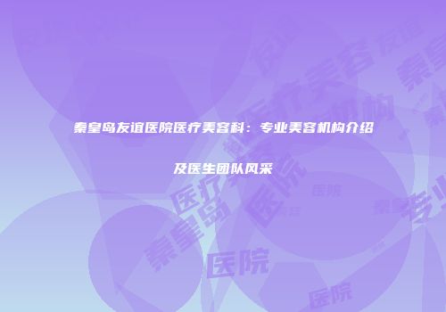 秦皇岛友谊医院医疗美容科：专业美容机构介绍及医生团队风采