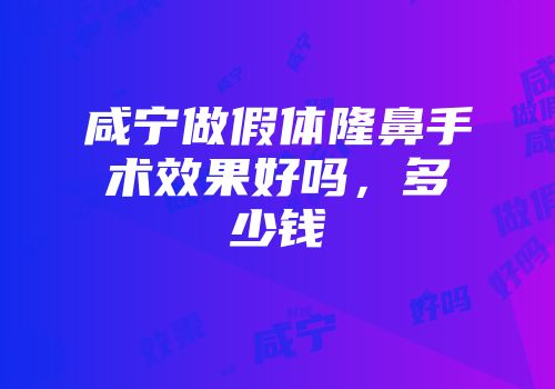 咸宁做假体隆鼻手术效果好吗，多少钱
